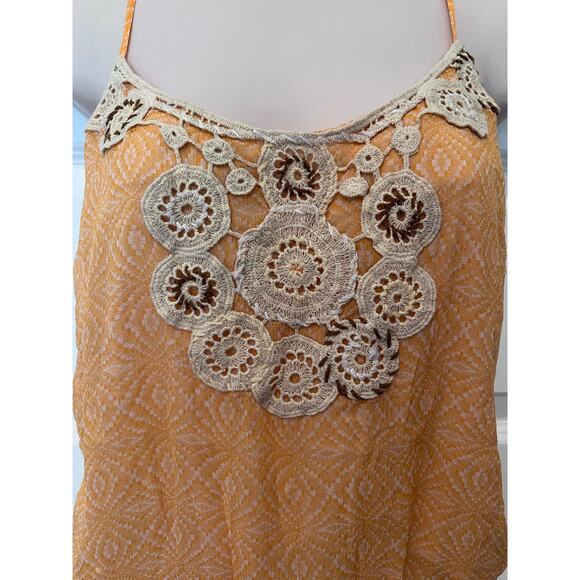 Free People Orange Tank with Crochet Detailing Size M - Picture 3 of 6
